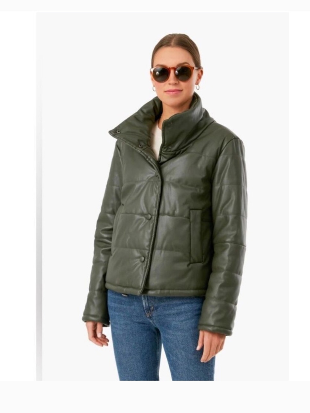 Tuckernuck Pomander Place Olive Green Faux Leather Ralph Jacket - Medium